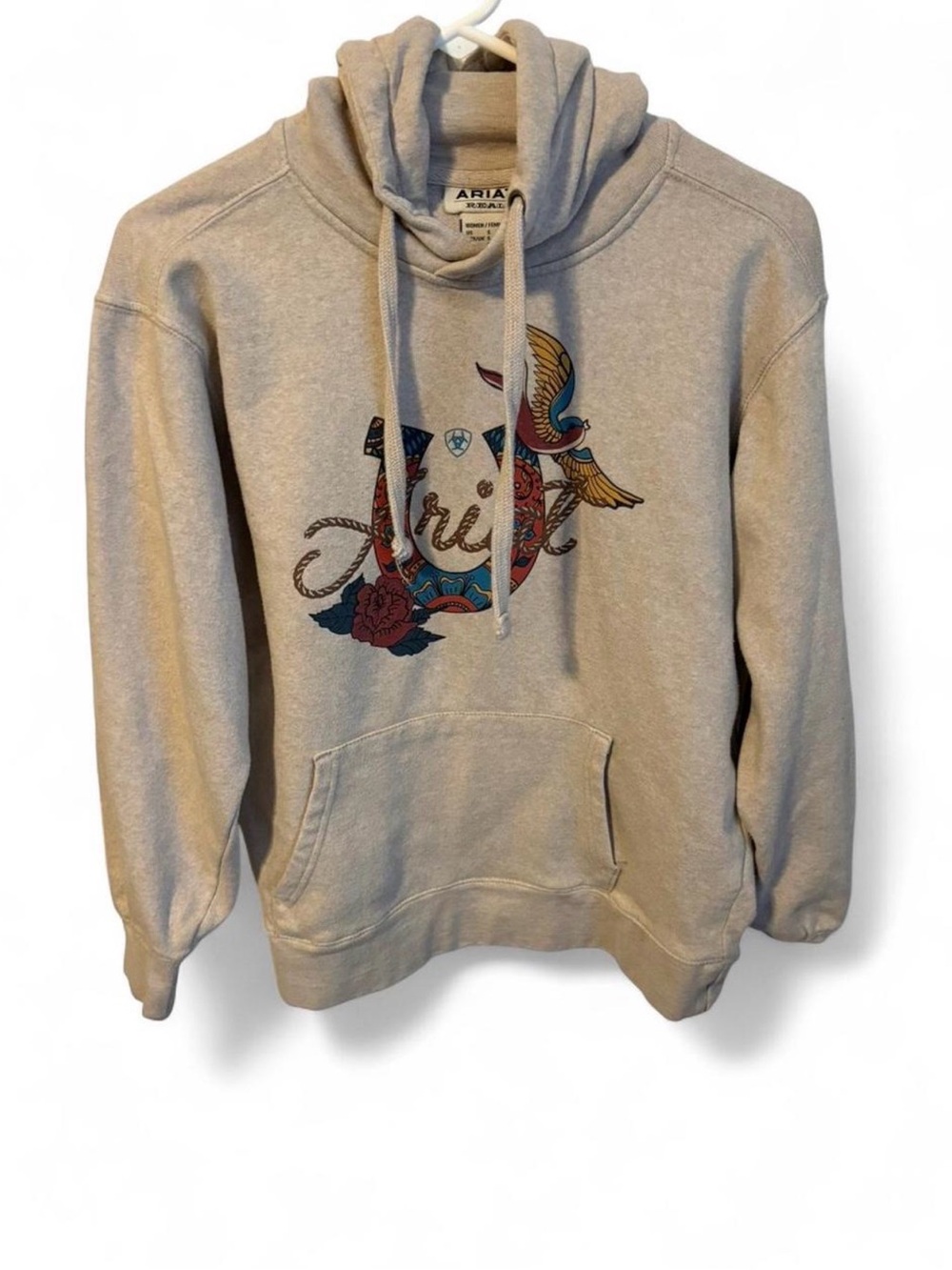 Ariat Beige Pullover Hoodie with Colorful Western Graphic